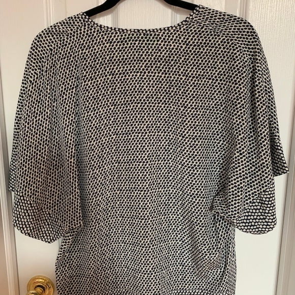 C. Wonder Blue + White 100% Silk Blouse - Picture 3 of 3